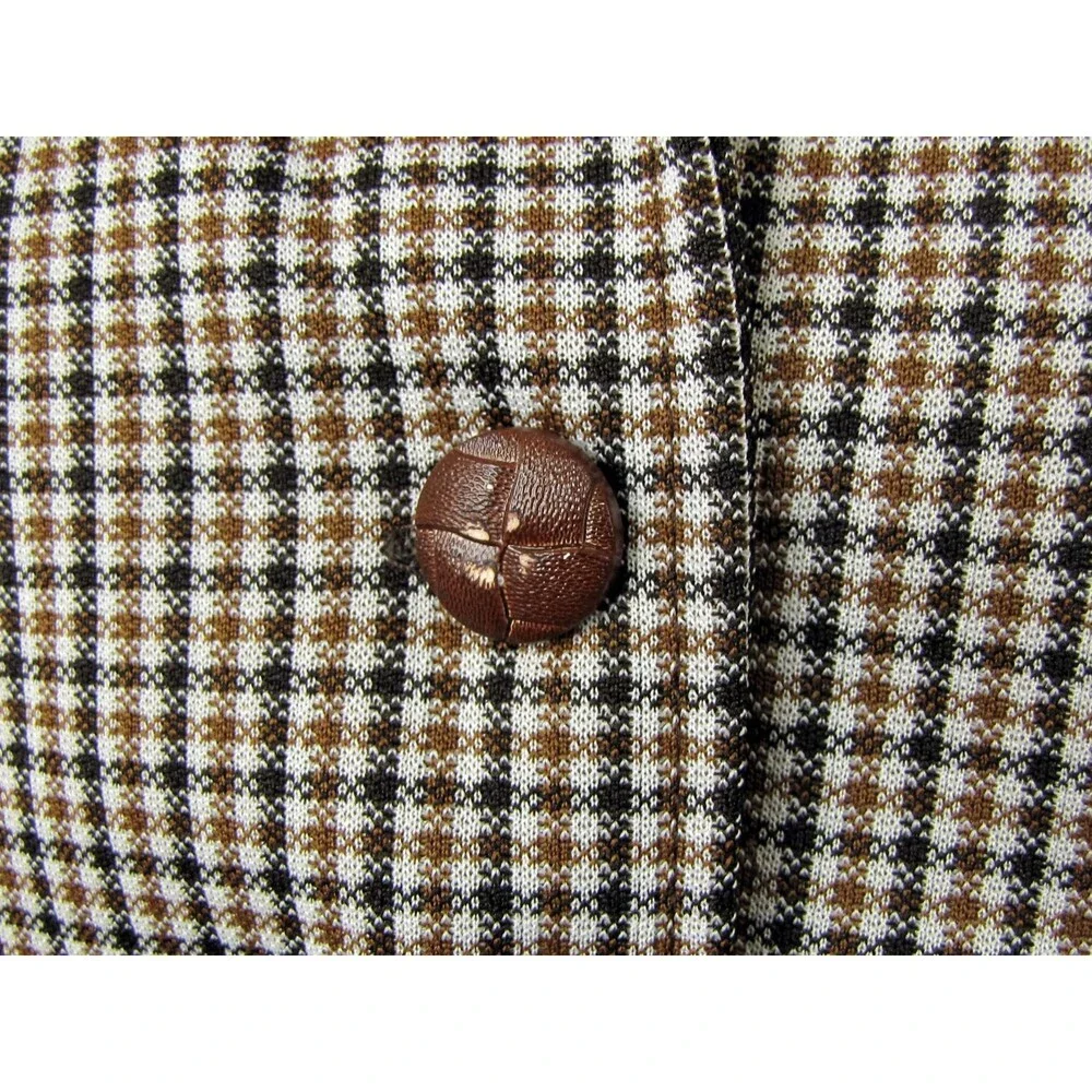 Vintage 70s Brown Plaid Check Jacket Ample Togs California Macys Size 42 NWT
